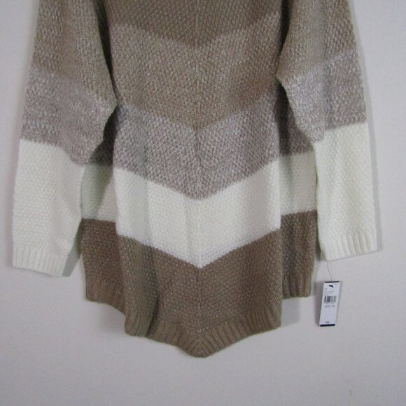 Alyx Colorblock Sweater 1X Tan Asymmetrical Knit Cozy Shimmer Normcore Casual - Picture 3 of 9